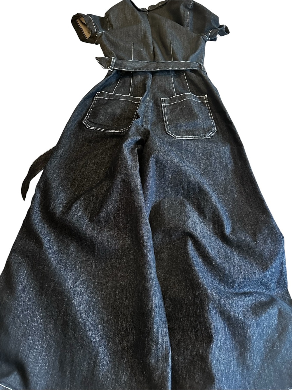 Anthropologie Maeve Dark Wash Denim Wide Leg Jumpsuit Size 4 - Picture 4 of 6